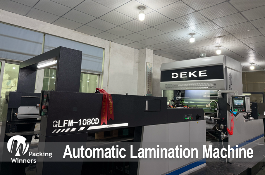 High-quality automatic lamination machine for paper packaging production.
