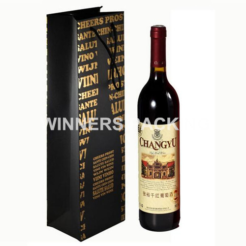 Paper wine gift bag with foil hot stamping finish