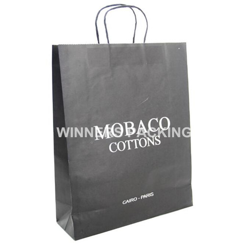 Luxury recycled kraft paper bag with flat handle and custom logo