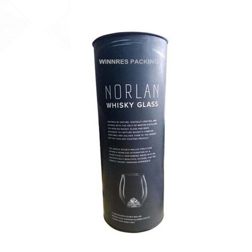 Front view of elegant black cardboard paper tube gift box