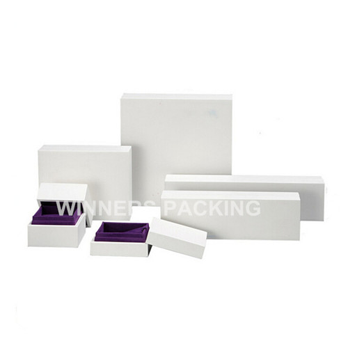 Front view of white paper jewelry gift box