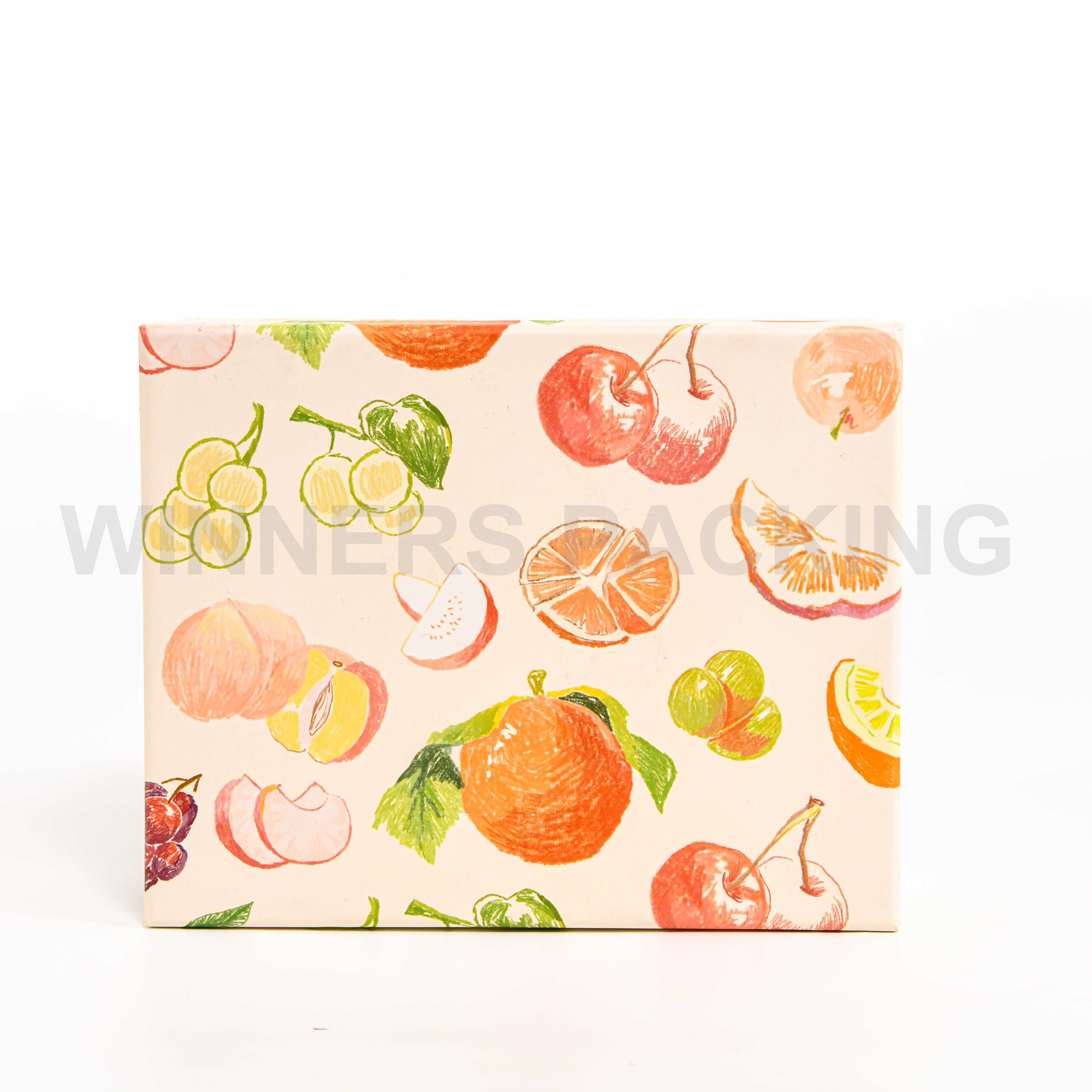 Foldable Rigid Gift Box with Fruit Illustrations and Lid