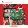 Foldable green Christmas gift box with festive inserts and lid